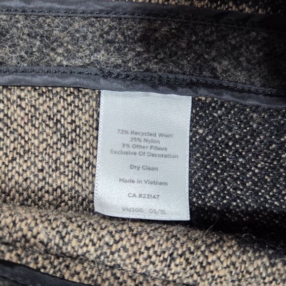 Talbots Cape Medium Gray Tan Wool Blend Zip Up Boho Southwestern Poncho - Picture 9 of 10